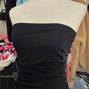 Elegant 2000s Black Strapless Dress